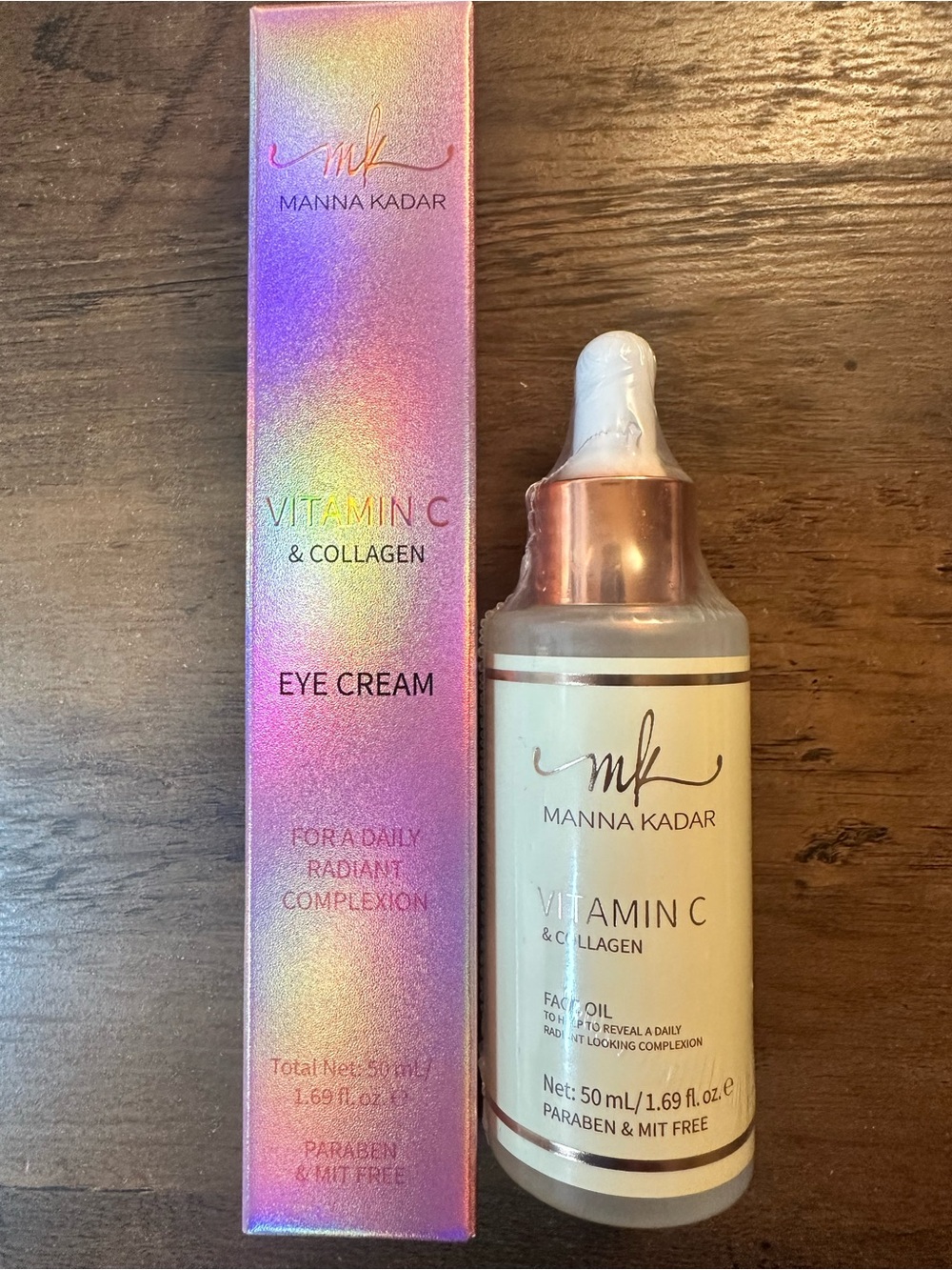 Manna Kadar Vitamin C & Collagen Eye Cream & Face Oil MK 1.69Oz Each NEW SEALED